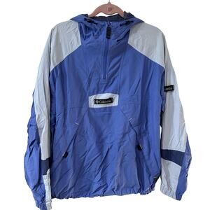 Columbia Vintage Womens Large Blue Packable 1/4 Zip Windbreaker Jacket Gorpcore